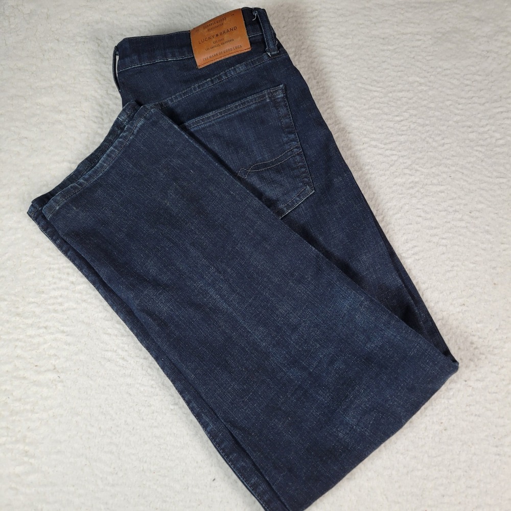 Lucky Brand 221 Straight Jeans Mens 34x32 Dark Wash Indigo Denim Pants